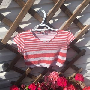 Coral Striped Women’s baby tee